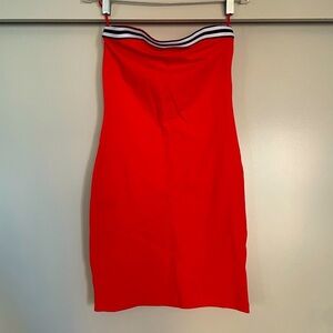 Sporty Strapless Red Tube Dress by Garage (Size Small)